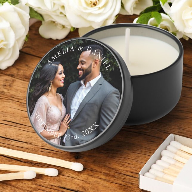 Wedding Bride Groom Photo Couple Mini Candle Favors (Creator Uploaded)
