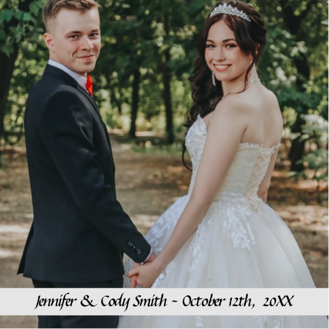 Wedding Bride & Groom Photo Statuette for a Shelf (Front)