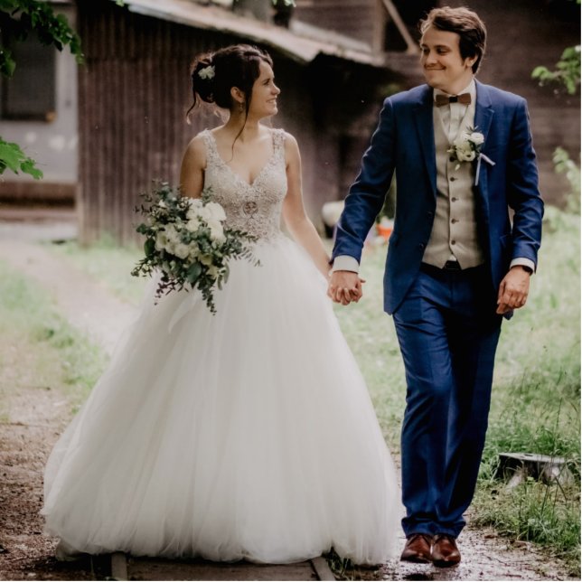 Wedding Bride & Groom Photo Statuette for a Shelf (Front)