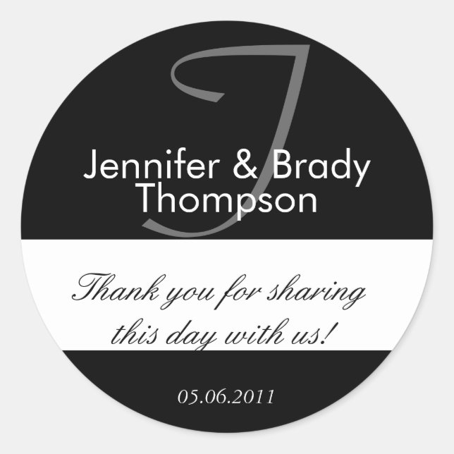 Wedding Bride & Groom Thank You Favor Sticker (Front)