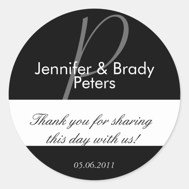 Wedding Bride & Groom Thank You Favor Sticker (Front)