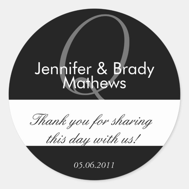 Wedding Bride & Groom Thank You Favor Sticker (Front)