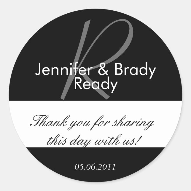 Wedding Bride & Groom Thank You Favor Sticker (Front)