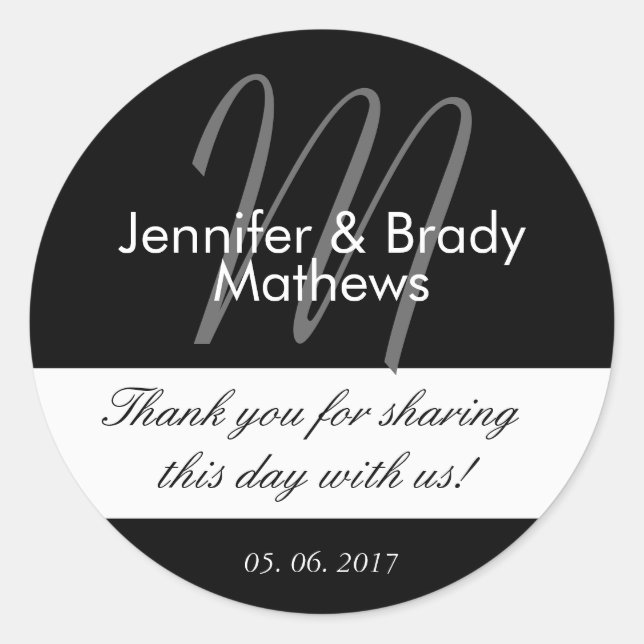 Wedding Bride & Groom Thank You Favor Sticker (Front)