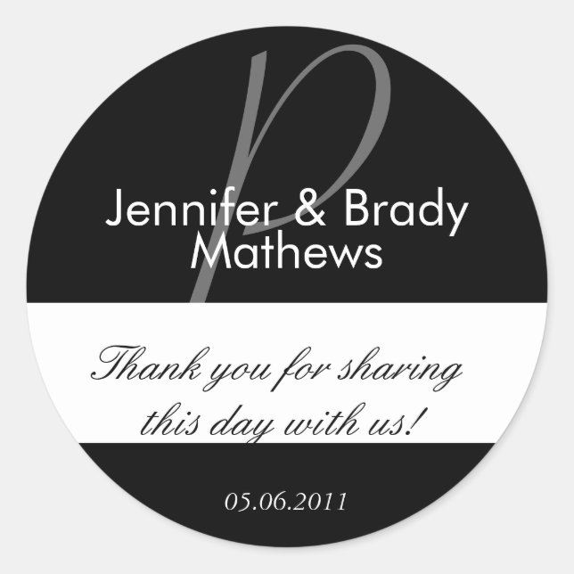 Wedding Bride & Groom Thank You Favor Sticker (Front)