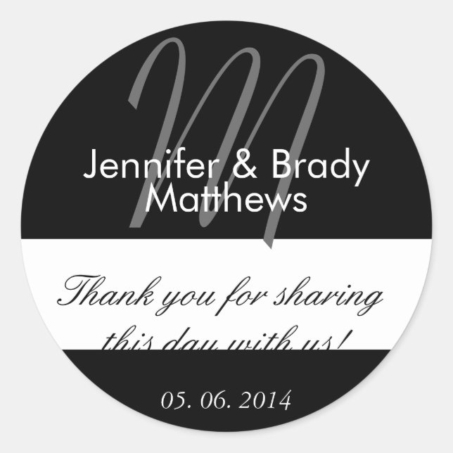 Wedding Bride & Groom Thank You Favor Stickers (Front)