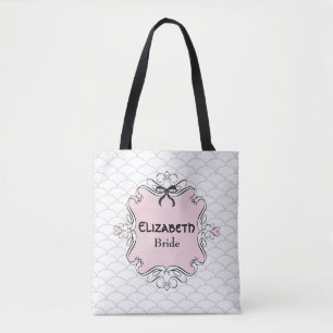 Wedding Bride Pink and White Tote Bag