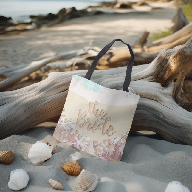 Wedding Bride Summer Sea Beach Starfish Sea shells Tote Bag (Creator Uploaded)