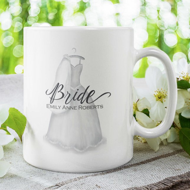 Wedding Bride Vintage Dress Personalized Custom Coffee Mug (Creator Uploaded)