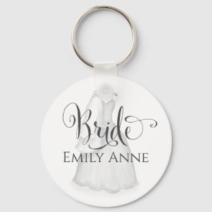 Wedding Bride White Vintage Dress Custom Keychain