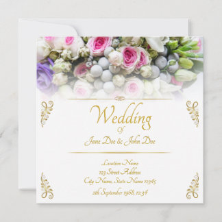 Wedding - bride with colorful wedding bouquet card