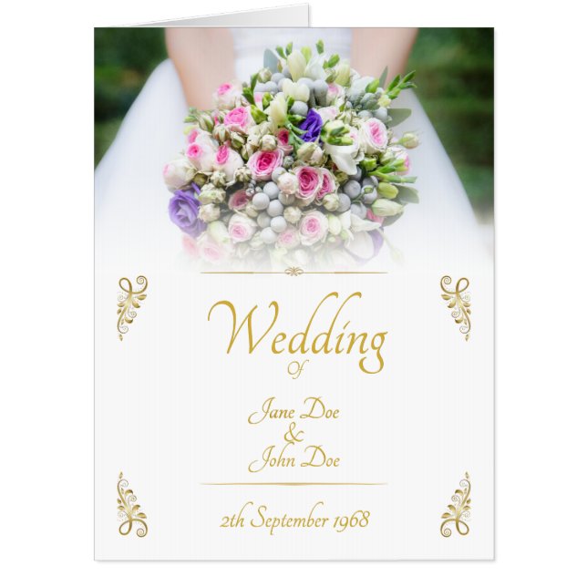 Wedding - bride with colorful wedding bouquet card (Front)