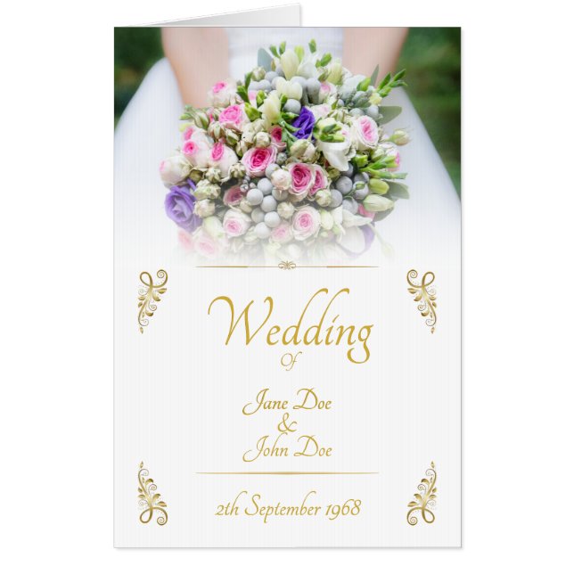 Wedding - bride with colorful wedding bouquet card (Front)