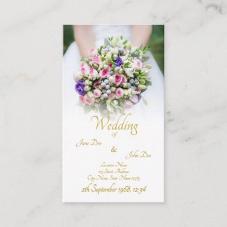 Wedding - bride with colorful wedding bouquet enclosure card