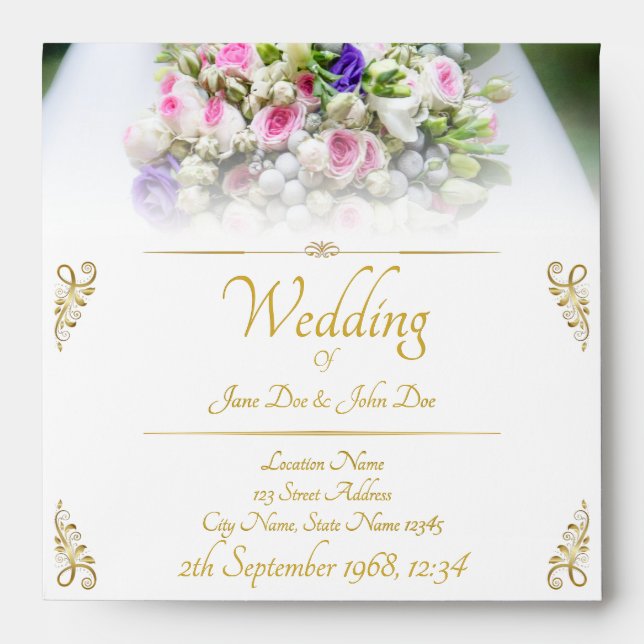Wedding - bride with colorful wedding bouquet envelope (Front)