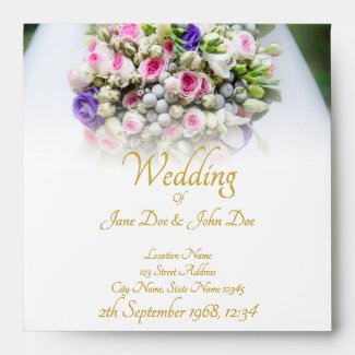 Wedding - bride with colorful wedding bouquet envelope