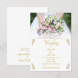 Wedding - bride with colorful wedding bouquet invitation