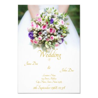 Wedding - bride with colorful wedding bouquet invitation