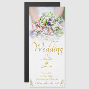 Wedding - bride with colorful wedding bouquet magnetic invitation