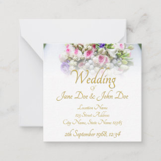 Wedding - bride with colorful wedding bouquet note card