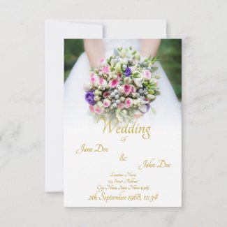 Wedding - bride with colorful wedding bouquet RSVP card