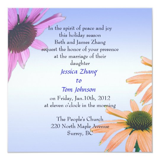 wedding, bride's parents invitation. daisy flowers card