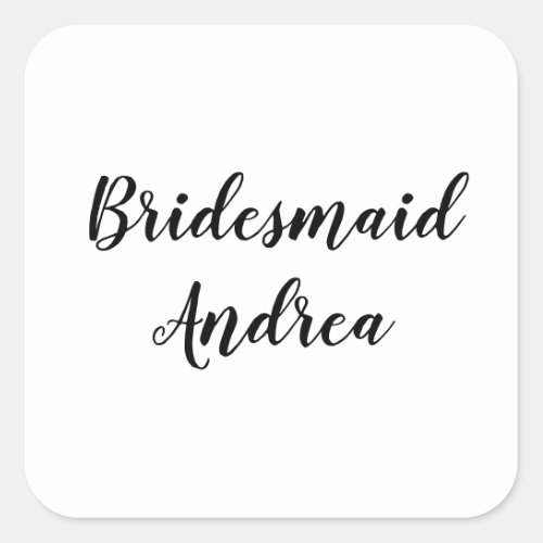 Wedding Bridesmaid 2023 Simple Custom Name Modern Square Sticker