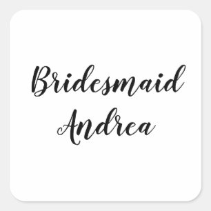 Wedding Bridesmaid 2023 Simple Custom Name Modern Square Sticker