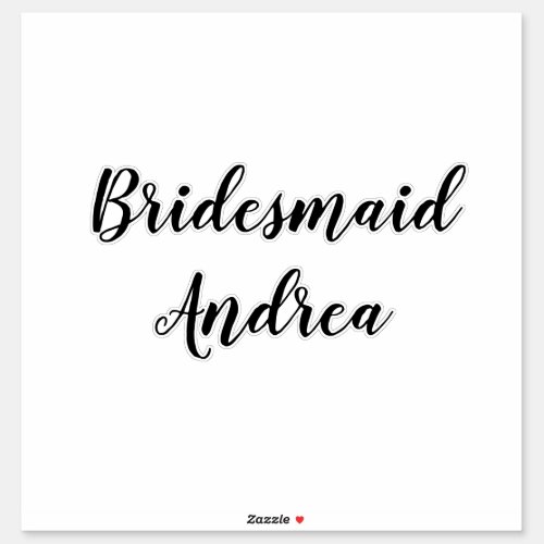 Wedding Bridesmaid 2023 Simple Custom Name Modern Sticker