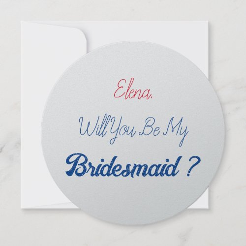 Wedding Bridesmaid 2024 Red Blue Proposal Silver Invitation