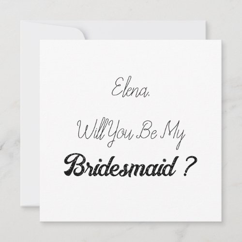 Wedding Bridesmaid 2024 Simple Proposal Elegant Invitation