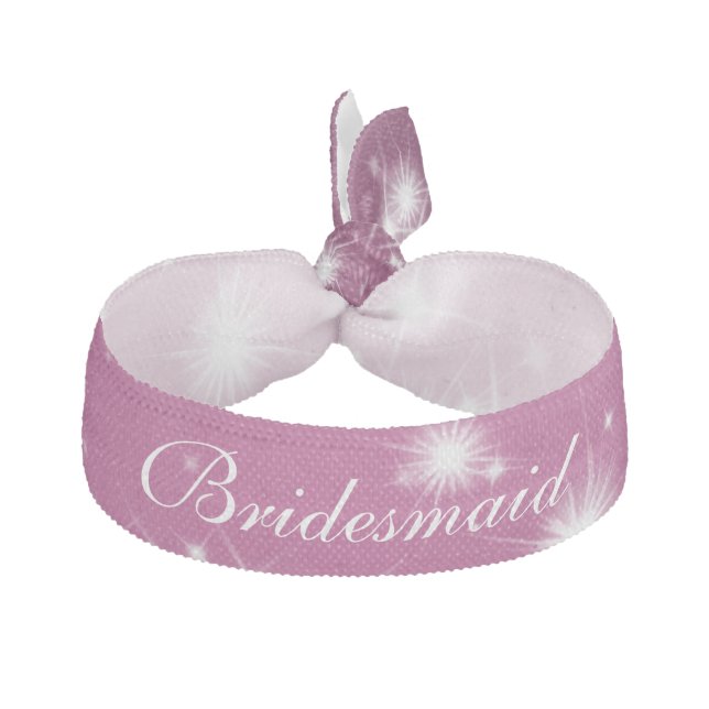 Wedding Bridesmaid Favor Winter Sparkle Pink Elastic Hair Tie (Front)