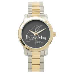 Wedding Bridesmaid Gift Elegant Monogram Chic Cool Watch