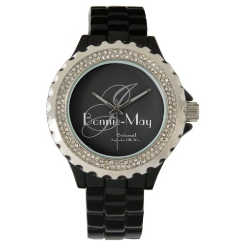 Wedding Bridesmaid Gift Modern Monogram Stylish Watch