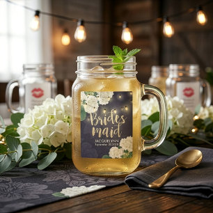 Wedding Bridesmaid Hydrangea Flowers String Lights Mason Jar