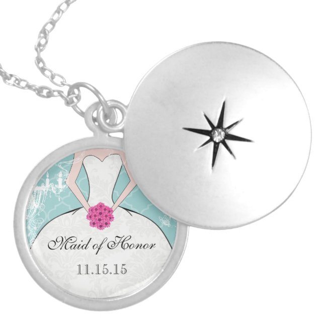 Wedding Bridesmaid Keepsake Thank You Necklace (Front)