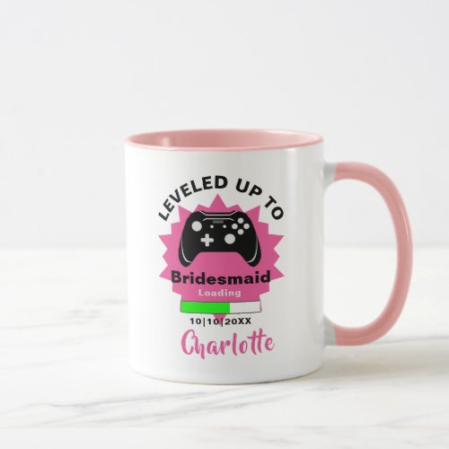 Wedding  Bridesmaid Leveled Up Gamer Fun Glass Mug