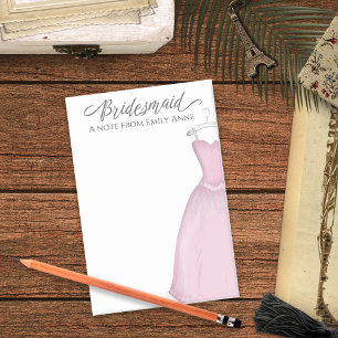 Wedding Bridesmaid Personalized Vintage Pink Dress Post-it Notes