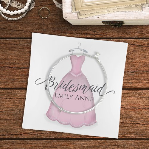 Wedding Bridesmaid Pink Vintage Dress Personalized Trinket Tray