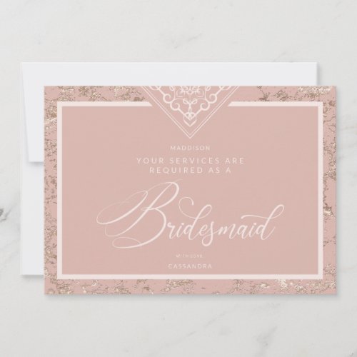 Wedding Bridesmaid Proposal Chic Pink Texture
