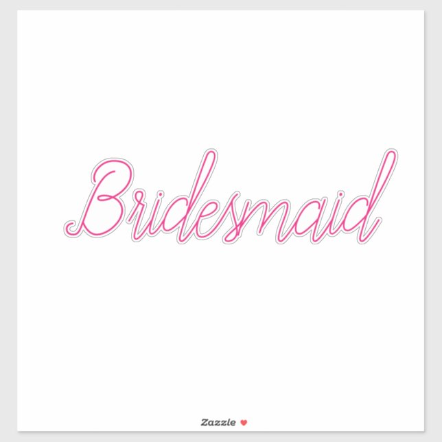 Wedding Bridesmaid Simple Minimal Pink Custom 2024 Sticker (Sheet)