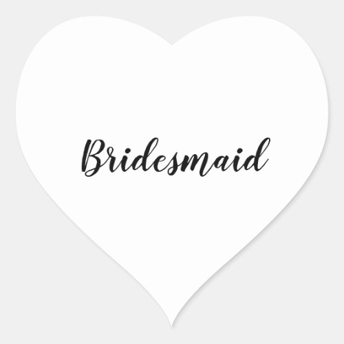 Wedding Bridesmaid Simple Modern Black White Heart Sticker