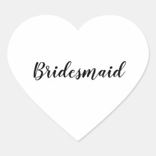 Wedding Bridesmaid Simple Modern Black White Heart Sticker