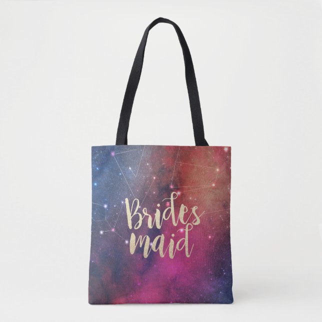 Wedding Bridesmaid Stars Sky Galaxy Constellations Tote Bag (Front)