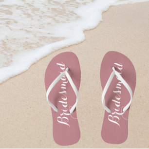 Wedding Bridesmaid Trendy Dusty Rose Flip Flops