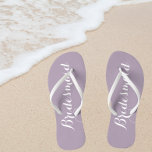 Wedding Bridesmaid Trendy Mauve Flip Flops<br><div class="desc">Gift your wedding bridesmaids with these stylish bridesmaid flip flops that are a trendy mauve/pale purple color along with white,  stylized script to complement your similar wedding color scheme. Select foot size along with other options. You may customize your flip flops to change color to your desire.</div>