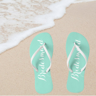 Wedding Bridesmaid Trendy Seafoam Flip Flops