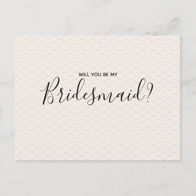 Wedding Bridesmaid | White Pink Pattern Elegant Invitation Postcard (Front)