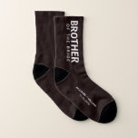 Wedding Brother of the Bride Personalized Socks<br><div class="desc">Dress the men of your wedding party with coordinating personalized socks. You can personalize these souvenir keepsake "Brother of the Bride" socks with your first names and wedding date in white typography against a black background.</div>