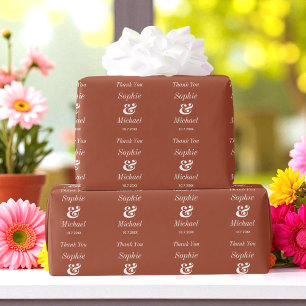 Wedding Brown Bride Groom Terracotta Wrapping Paper